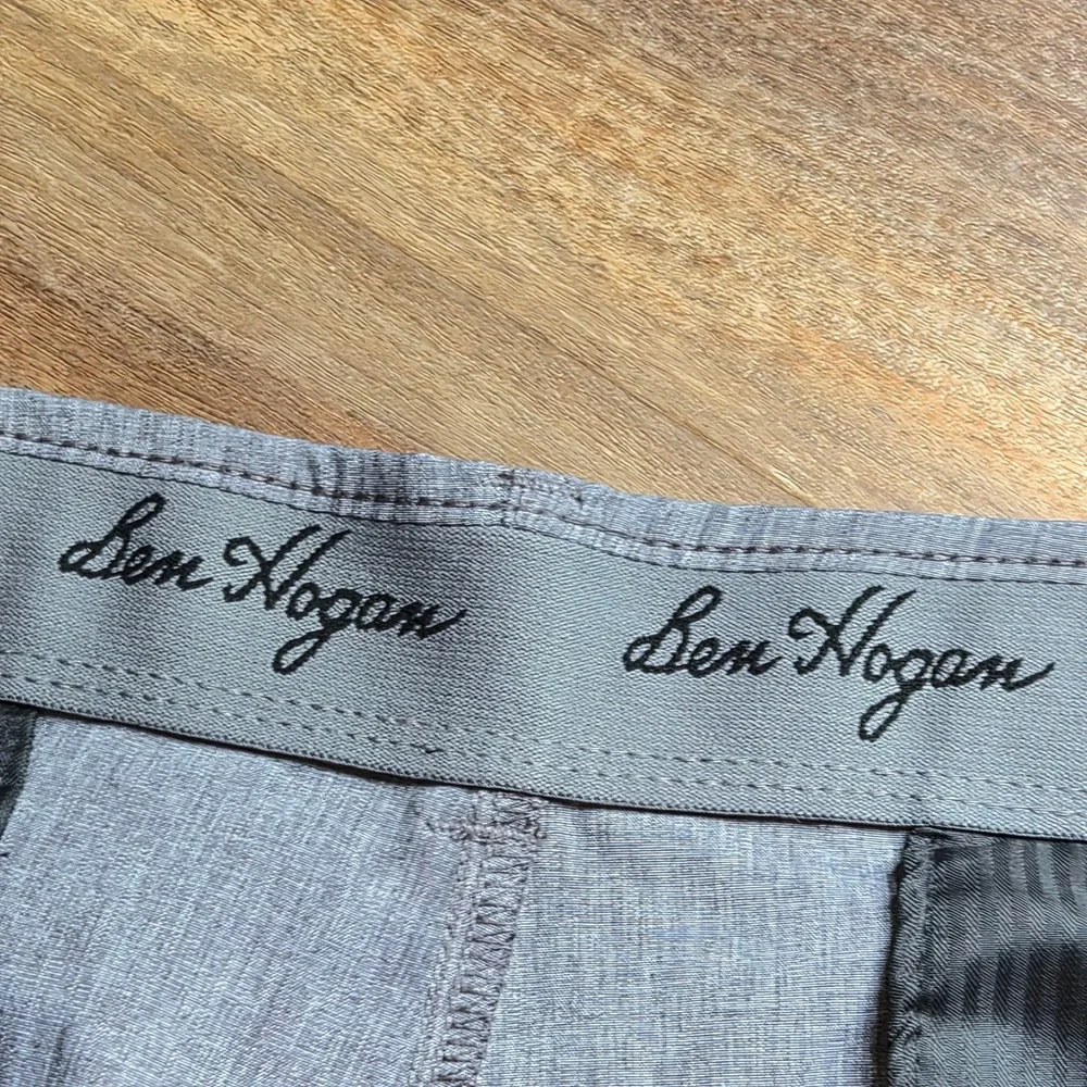 Ben Hogan Mens Gray Heathered Performance Golf Pants Flat Front Trousers 34x29